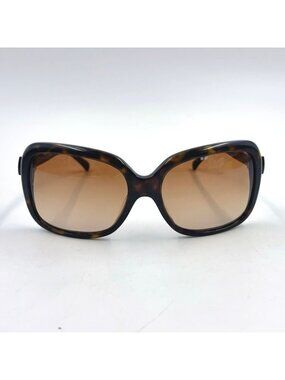 Chanel Side Ribbon CC Logo Acetate Metal Silver Brown Sunglasses Eyewear